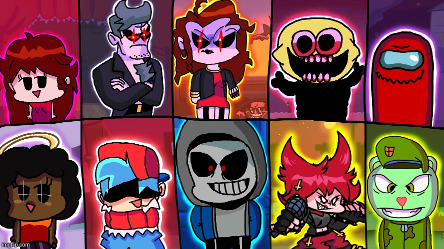 Got some more FNF art done! (Note: I did not draw Cassandra. Just too hard) | made w/ Imgflip meme maker