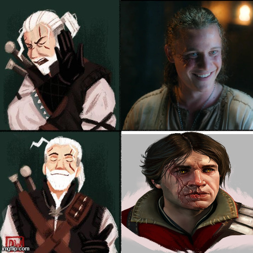Not my Eskel | image tagged in the witcher,witcher,geralt of rivia,eskel,netflix,season 2 | made w/ Imgflip meme maker
