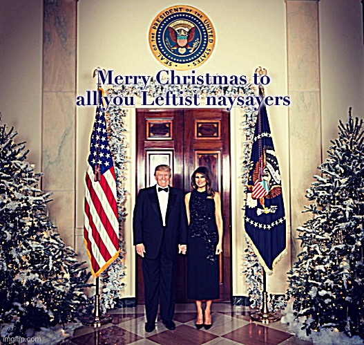 Merry Christmas Trump  | Merry Christmas to all you Leftist naysayers | image tagged in merry christmas trump | made w/ Imgflip meme maker