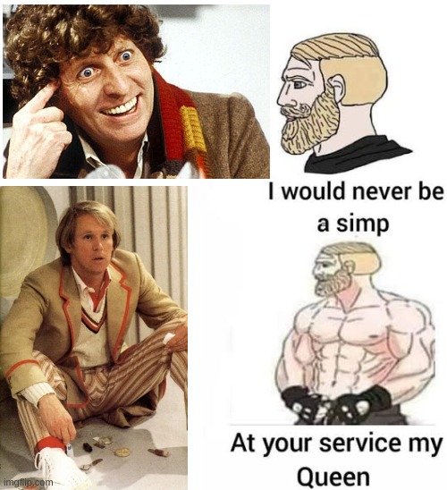 I would never be simp | image tagged in i would never be simp,doctor who,fifth doctor | made w/ Imgflip meme maker
