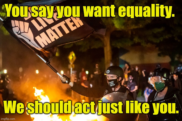 democrats being democrats | You say you want equality. We should act just like you. | image tagged in democrats being democrats | made w/ Imgflip meme maker
