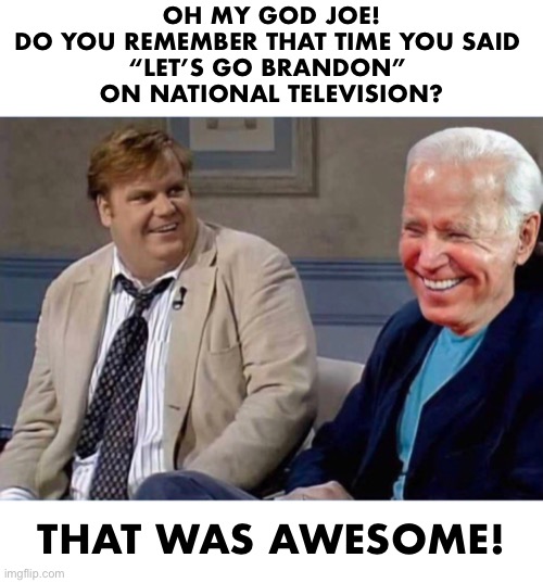 LGB!…I agree | OH MY GOD JOE!
DO YOU REMEMBER THAT TIME YOU SAID 
“LET’S GO BRANDON” 
ON NATIONAL TELEVISION? THAT WAS AWESOME! | image tagged in farley biden | made w/ Imgflip meme maker