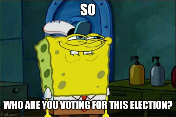 Don't You Squidward Meme | SO WHO ARE YOU VOTING FOR THIS ELECTION? | image tagged in memes,don't you squidward | made w/ Imgflip meme maker