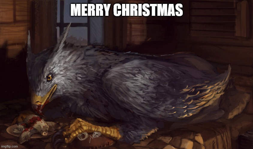 Buckbeak | MERRY CHRISTMAS | image tagged in buckbeak | made w/ Imgflip meme maker