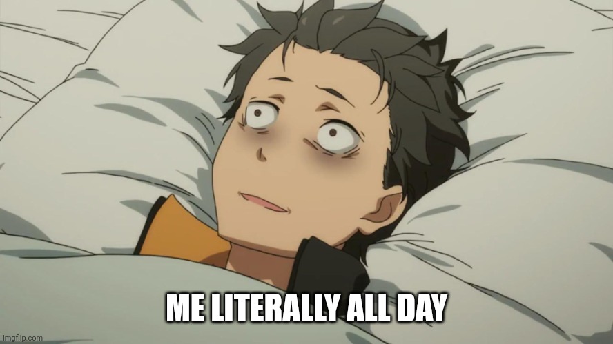 lol | ME LITERALLY ALL DAY | image tagged in re zero subaru | made w/ Imgflip meme maker