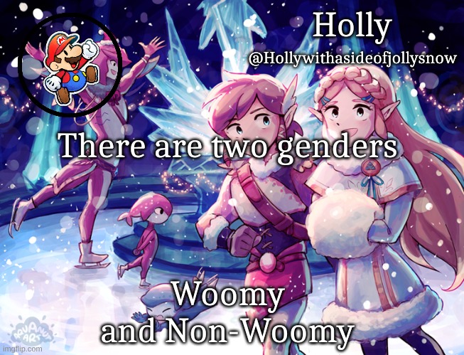 I’m joking | There are two genders; Woomy and Non-Woomy | image tagged in holly christmas announcement | made w/ Imgflip meme maker