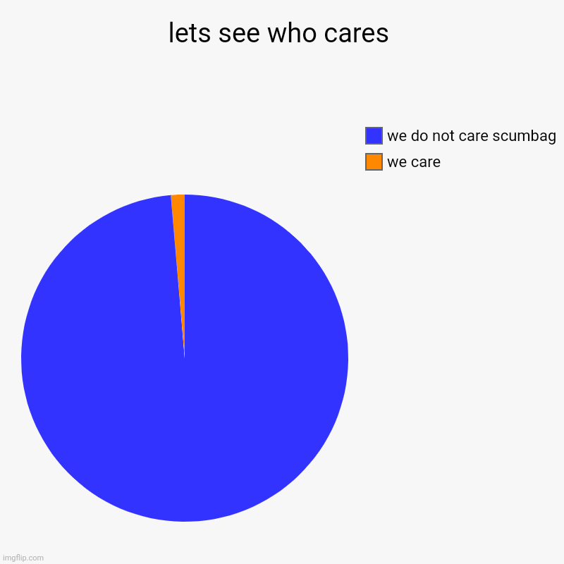 who cares | lets see who cares | we care, we do not care scumbag | image tagged in charts,pie charts | made w/ Imgflip chart maker