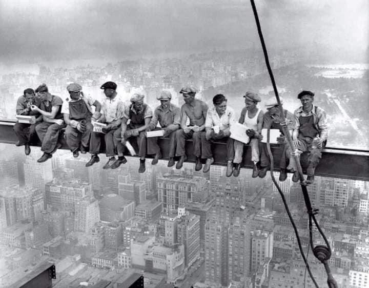 Empire State Building construction workers Blank Meme Template