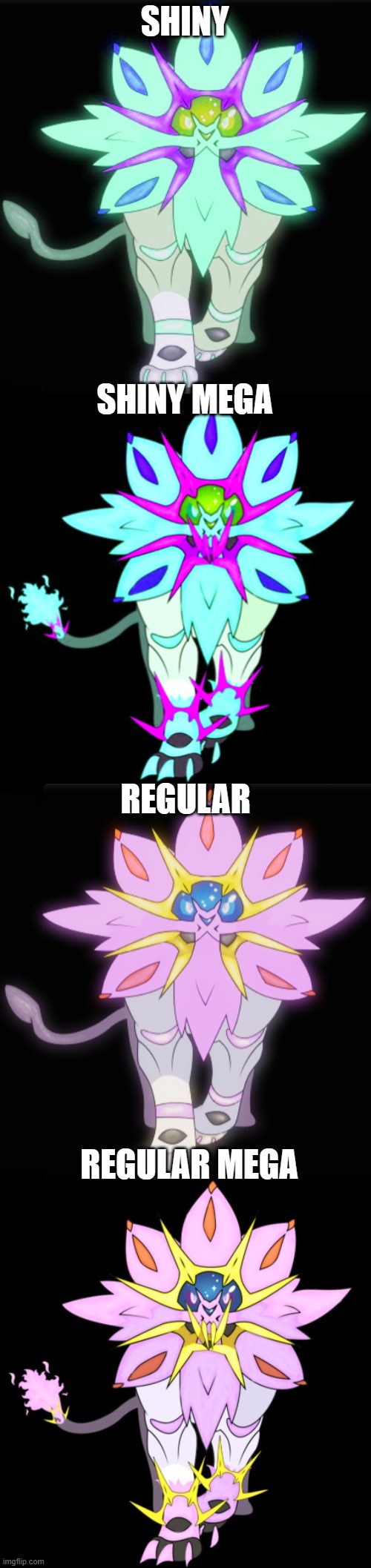 SHINY; SHINY MEGA; REGULAR; REGULAR MEGA | made w/ Imgflip meme maker