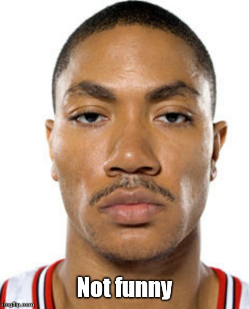 Derrick Rose Straight Face | Not funny | image tagged in derrick rose straight face | made w/ Imgflip meme maker