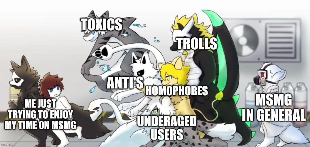 Yes | TOXICS; TROLLS; ANTI'S; HOMOPHOBES; ME JUST TRYING TO ENJOY MY TIME ON MSMG; MSMG IN GENERAL; UNDERAGED USERS | image tagged in changed human chase | made w/ Imgflip meme maker