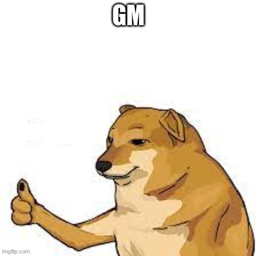 Cheems thumbs up | GM | image tagged in cheems thumbs up | made w/ Imgflip meme maker