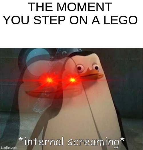 Everyone's done this lets be Honest D: |  THE MOMENT YOU STEP ON A LEGO | image tagged in blank white template,private internal screaming,lego,stepping on a lego,lol so funny,funny | made w/ Imgflip meme maker