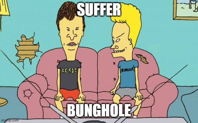 Beavis and Butthead | SUFFER; BUNGHOLE | image tagged in beavis and butthead | made w/ Imgflip meme maker