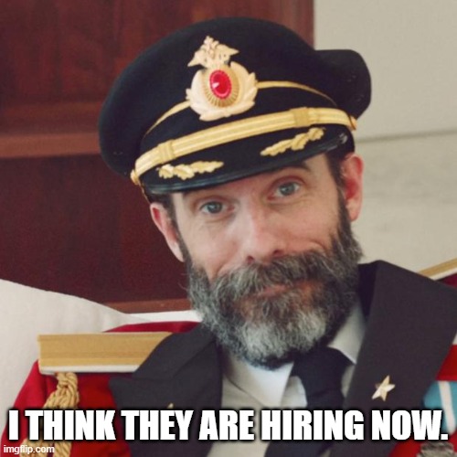 Captain Obvious | I THINK THEY ARE HIRING NOW. | image tagged in captain obvious | made w/ Imgflip meme maker