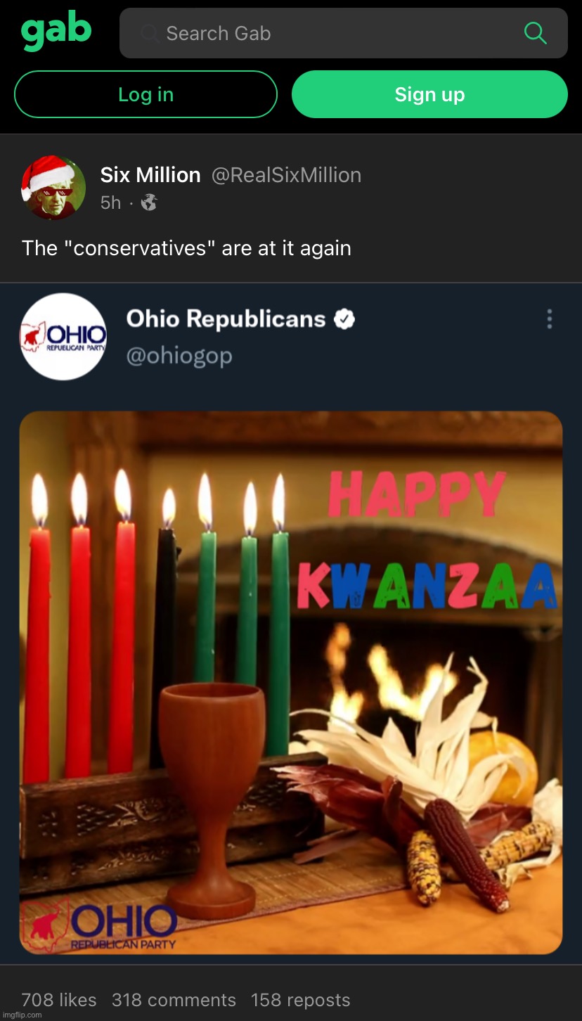 Fake Republicans, smdh | image tagged in gab kwanzaa,fake,republicans,kwanzaa,smdh,no | made w/ Imgflip meme maker