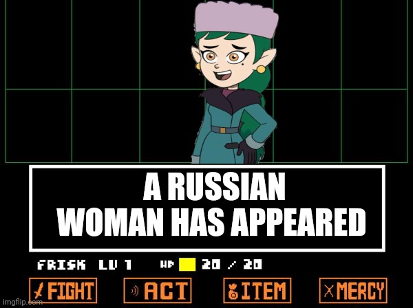 Cutting it out was difficult | A RUSSIAN WOMAN HAS APPEARED | image tagged in undertale | made w/ Imgflip meme maker