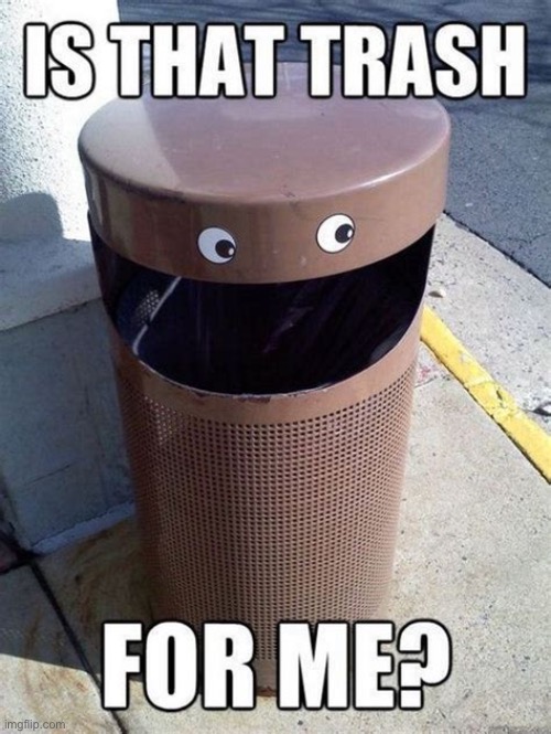 Is that trash for me? | image tagged in reposts,funny,enjoy | made w/ Imgflip meme maker
