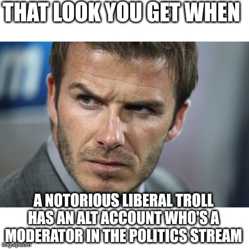 That Look You Get When | THAT LOOK YOU GET WHEN; A NOTORIOUS LIBERAL TROLL HAS AN ALT ACCOUNT WHO'S A MODERATOR IN THE POLITICS STREAM | image tagged in liberal bias,moderators,politics,stream,troll | made w/ Imgflip meme maker