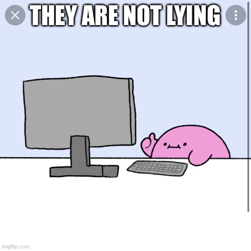 Kirby thumbs up while looking at a computer | THEY ARE NOT LYING | image tagged in kirby thumbs up while looking at a computer | made w/ Imgflip meme maker