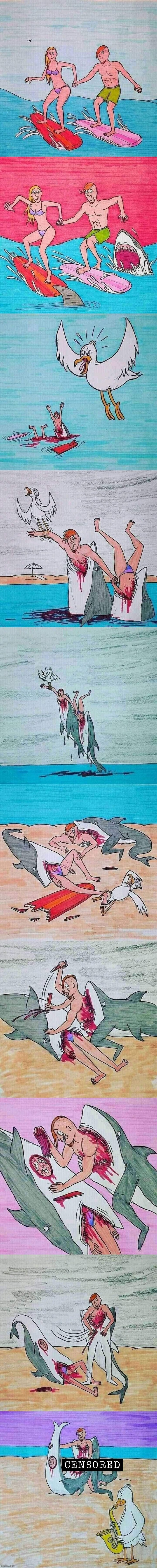High Quality Shark attack love story full censored Blank Meme Template