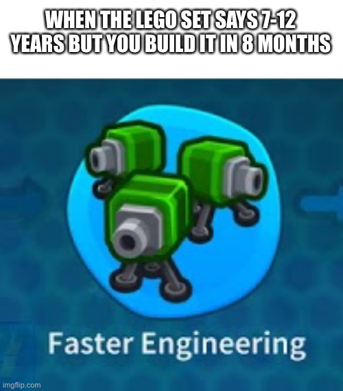 WHEN THE LEGO SET SAYS 7-12 YEARS BUT YOU BUILD IT IN 8 MONTHS | made w/ Imgflip meme maker