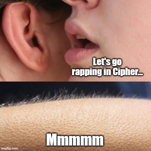 Whisper and Goosebumps | Let's go rapping in Cipher... Mmmmm | image tagged in whisper and goosebumps | made w/ Imgflip meme maker