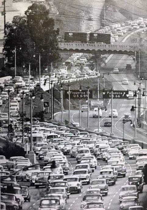 High Quality Los Angeles traffic jam 1950s Blank Meme Template