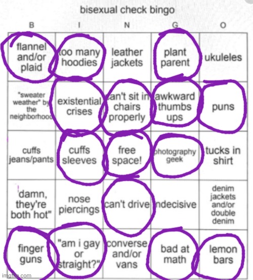 乁( •_• )ㄏ | image tagged in bisexual bingo | made w/ Imgflip meme maker