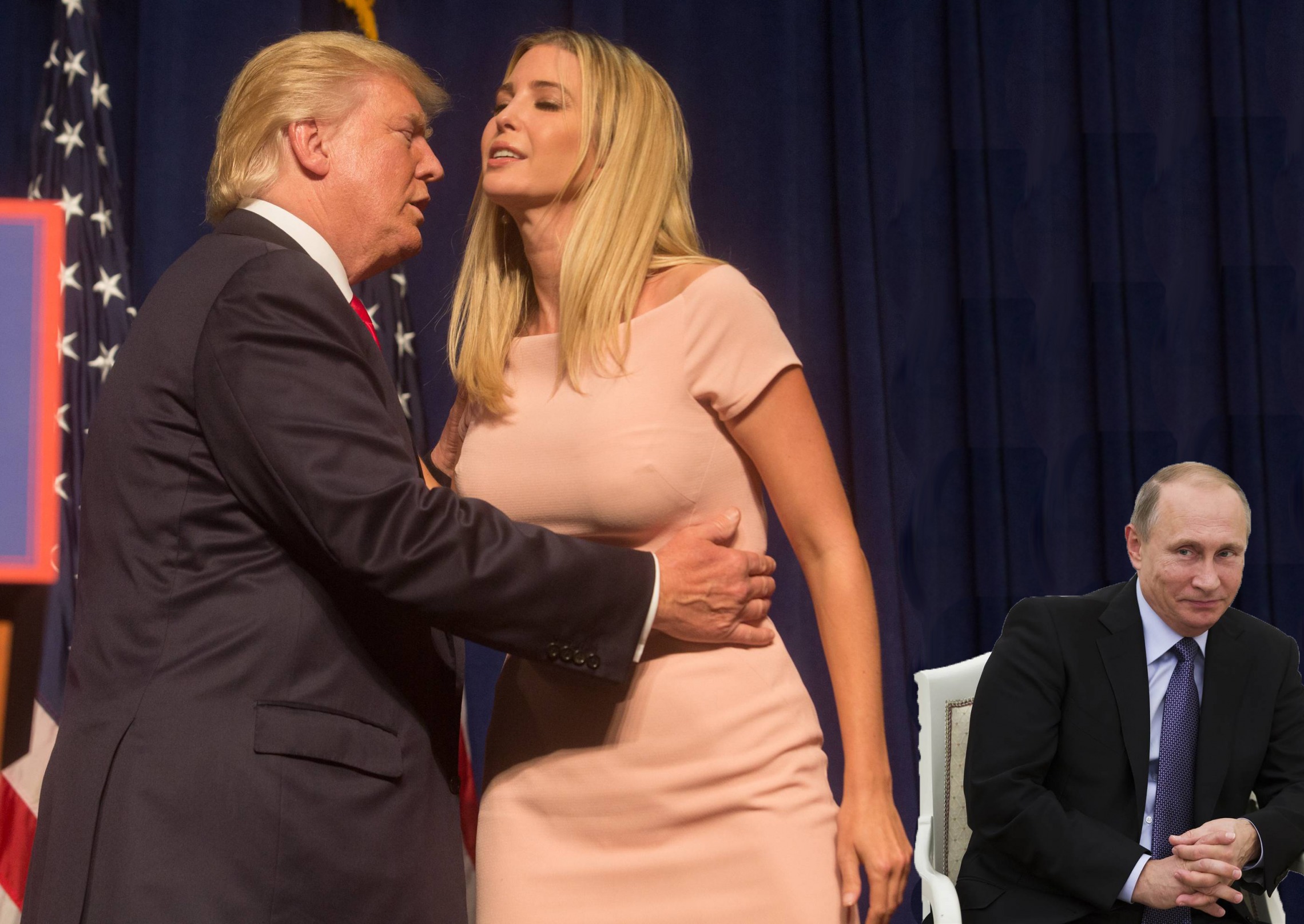 Trump touches Ivanka while Putin looks on Blank Meme Template