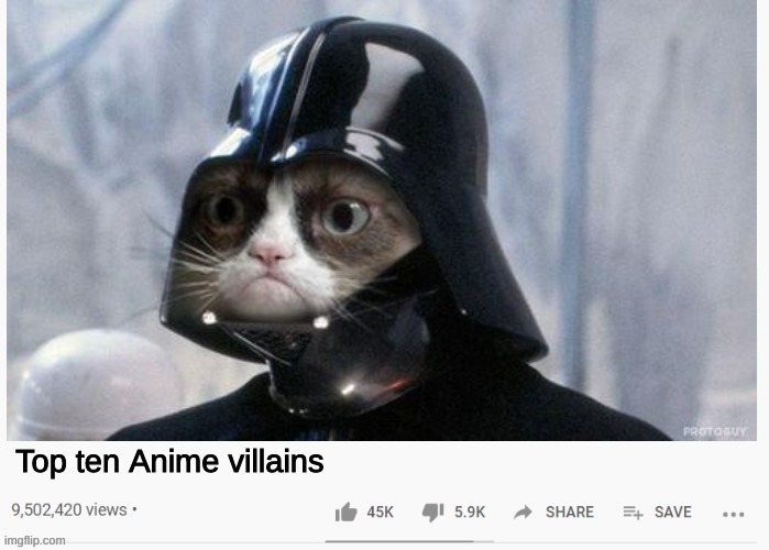 Top ten anime Villains | Top ten Anime villains | image tagged in memes | made w/ Imgflip meme maker