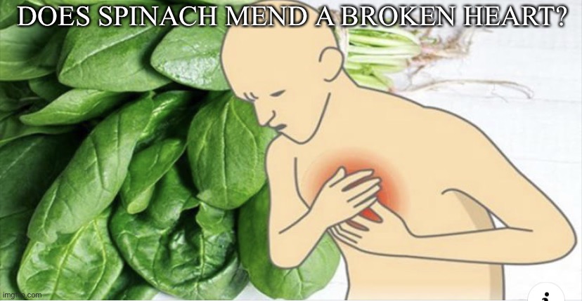 My heart | DOES SPINACH MEND A BROKEN HEART? | image tagged in my heart | made w/ Imgflip meme maker