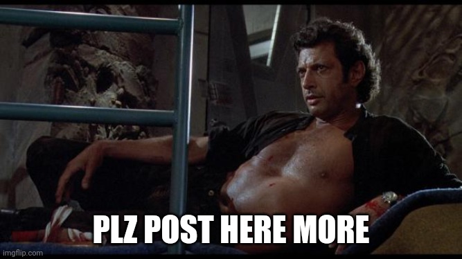 Plz |  PLZ POST HERE MORE | image tagged in jeff goldblum | made w/ Imgflip meme maker