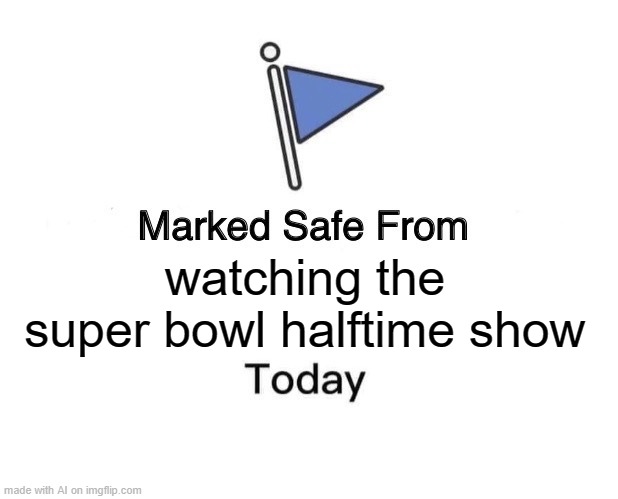 Marked Safe From |  watching the super bowl halftime show | image tagged in memes,marked safe from | made w/ Imgflip meme maker