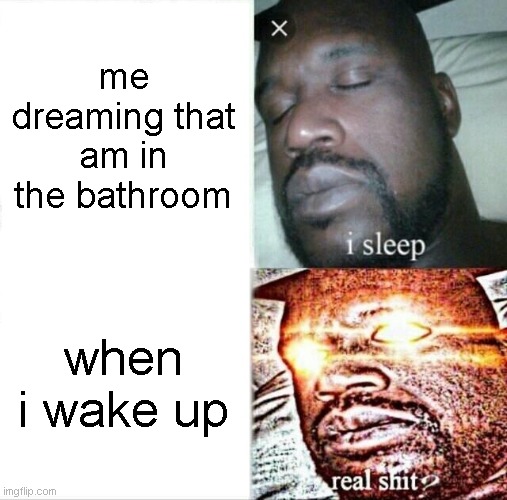 boys be like | me dreaming that am in the bathroom; when i wake up | image tagged in memes,sleeping shaq | made w/ Imgflip meme maker