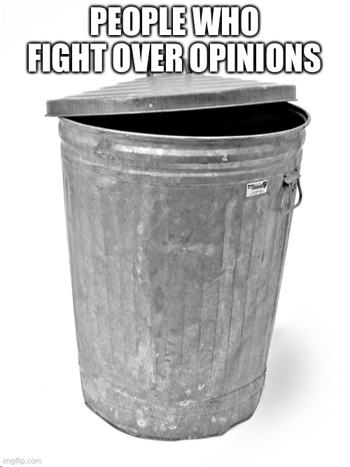 Trash Can | PEOPLE WHO FIGHT OVER OPINIONS | image tagged in trash can | made w/ Imgflip meme maker