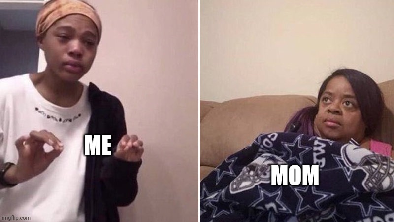 Me explaining to my mom | ME MOM | image tagged in me explaining to my mom | made w/ Imgflip meme maker