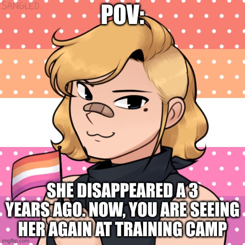 preferably an action roleplay. enjoy! | POV:; SHE DISAPPEARED A 3 YEARS AGO. NOW, YOU ARE SEEING HER AGAIN AT TRAINING CAMP | made w/ Imgflip meme maker
