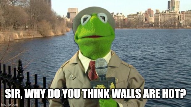 Kermit News Report | SIR, WHY DO YOU THINK WALLS ARE HOT? | image tagged in kermit news report | made w/ Imgflip meme maker