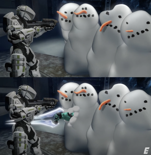 Guy gets stabbed by snowman Blank Meme Template