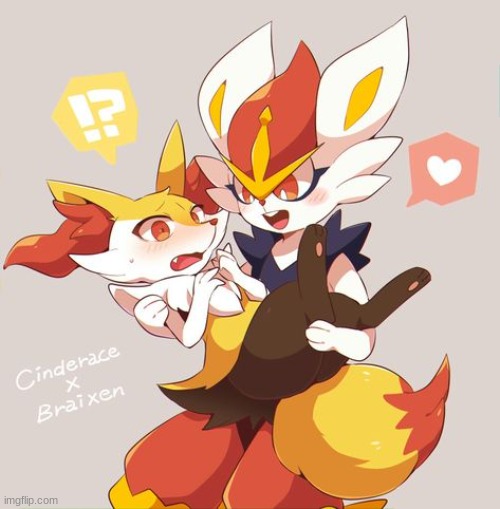 OK is it just me or is this cute... | image tagged in cinderace,braxien,pokemon | made w/ Imgflip meme maker