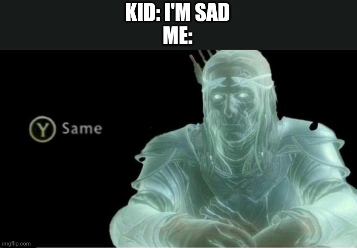Y same better | KID: I'M SAD
ME: | image tagged in y same better | made w/ Imgflip meme maker