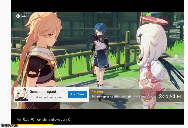 oH No iM WaTcHiNg A gEnShIn ImPaCt aD | made w/ Imgflip meme maker