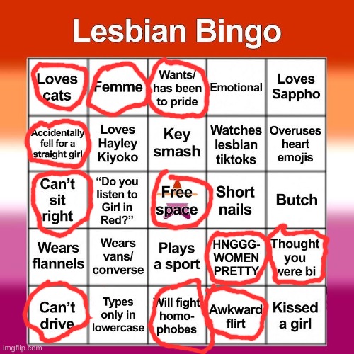 Lesbian bingo | image tagged in lesbian bingo | made w/ Imgflip meme maker