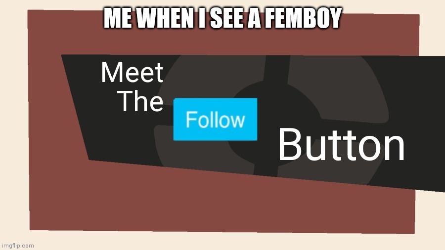Meet the follow button | ME WHEN I SEE A FEMBOY | image tagged in meet the follow button | made w/ Imgflip meme maker