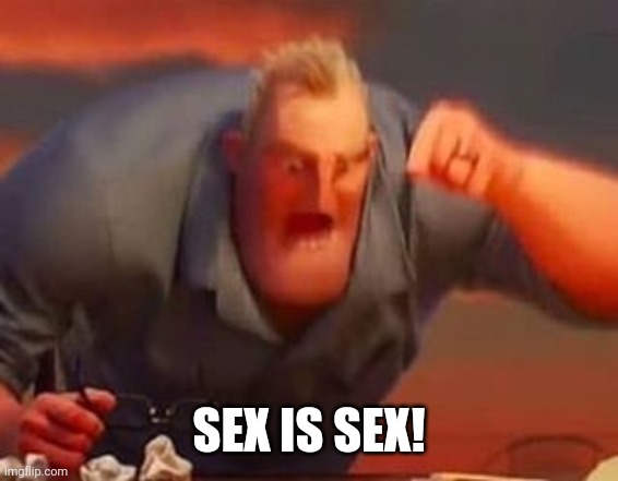 Mr incredible mad | SEX IS SEX! | image tagged in mr incredible mad | made w/ Imgflip meme maker