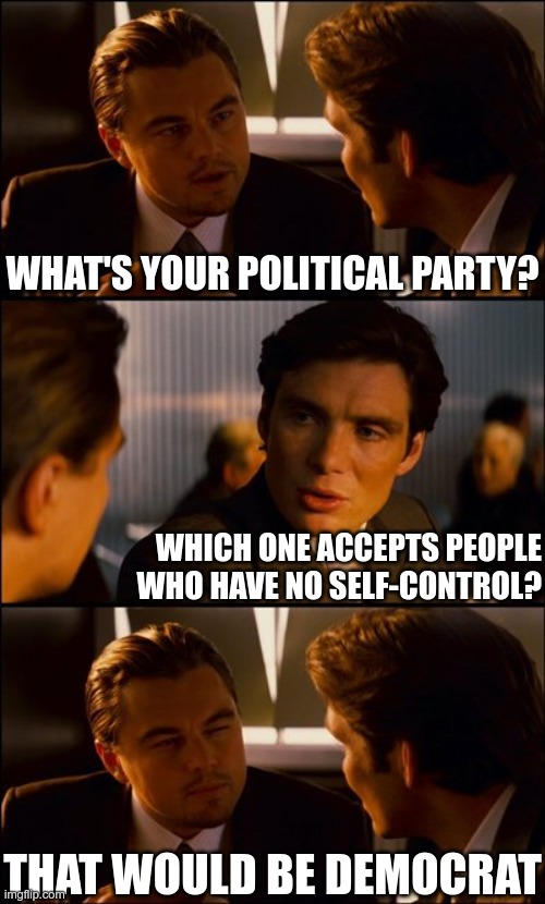 The Delta flight psycho - I bet I know who she voted for | WHAT'S YOUR POLITICAL PARTY? WHICH ONE ACCEPTS PEOPLE WHO HAVE NO SELF-CONTROL? THAT WOULD BE DEMOCRAT | image tagged in conversation | made w/ Imgflip meme maker