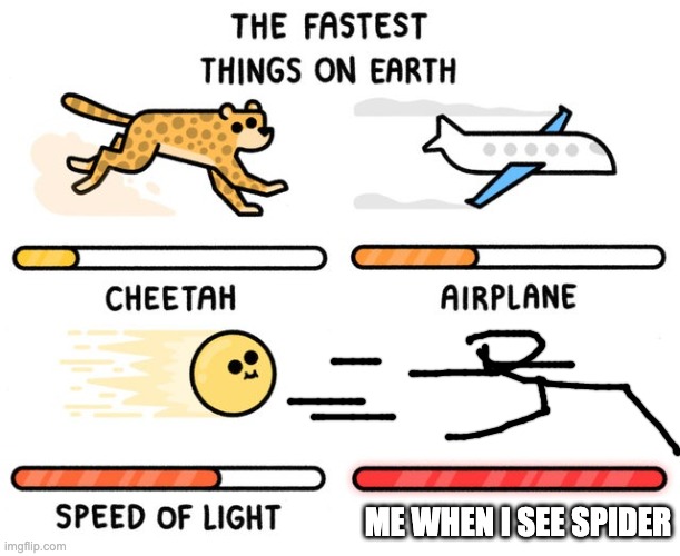 Scary | ME WHEN I SEE SPIDER | image tagged in fastest thing possible,memes | made w/ Imgflip meme maker