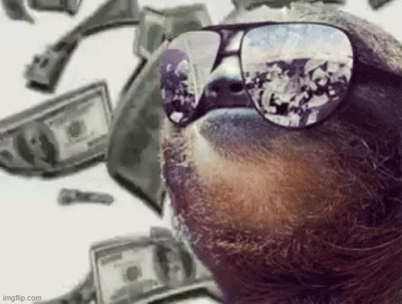 sloth money | image tagged in sloth money | made w/ Imgflip meme maker