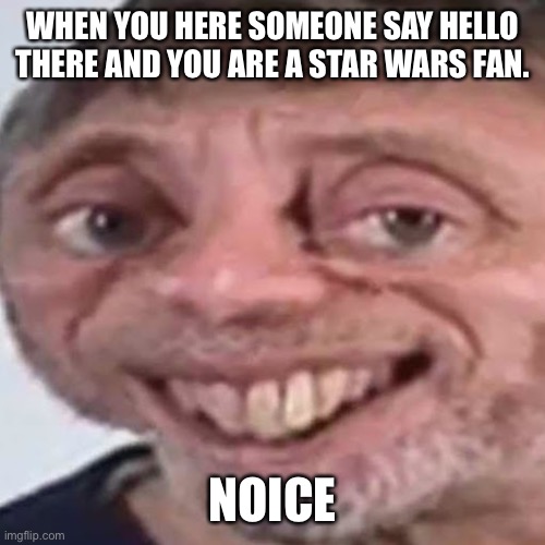 My type of greeting | WHEN YOU HERE SOMEONE SAY HELLO THERE AND YOU ARE A STAR WARS FAN. NOICE | image tagged in noice | made w/ Imgflip meme maker